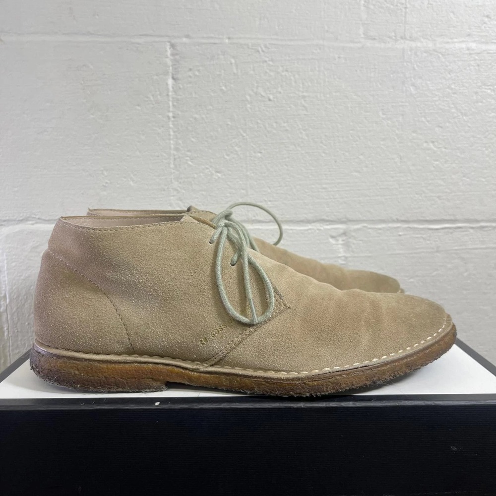 BOSS Orange Taupe Suede Leather Chukka Ankle Boots Lace up Men's 43 EU/10 US